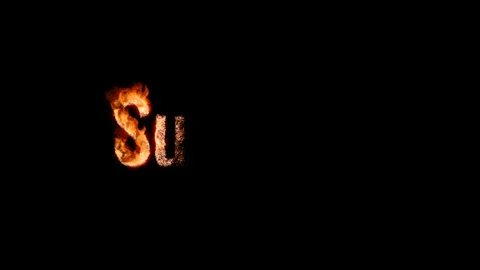 Burning text SUMMER. Animated fire and smoke. Included alpha channel Stock Footage 113114859