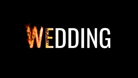 Burning text WEDDING. Animated fire and smoke. Included alpha channel Stock Footage 113206325