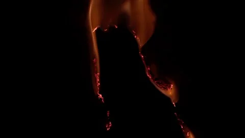 Burning Through Paper With A Black Background in 4K Stock Footage 303785209
