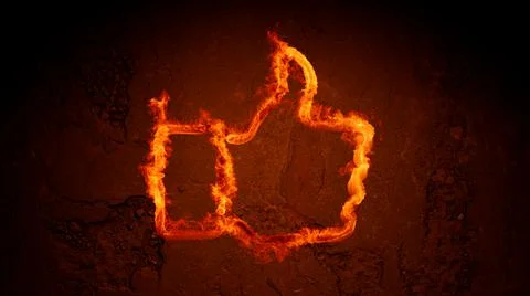 Burning Thumbs Up Icon. 3d rendering. Stock Illustration