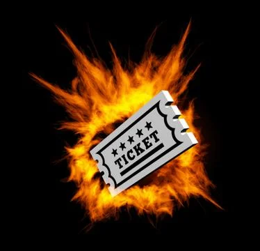 Burning ticket. Vector illustration with fire Stock Illustration