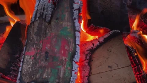 Burning timber planks Stock Footage 326354362