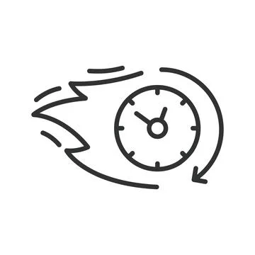 Burning time, in line design. Burning time, urgency, deadlines, time management Stock Illustration