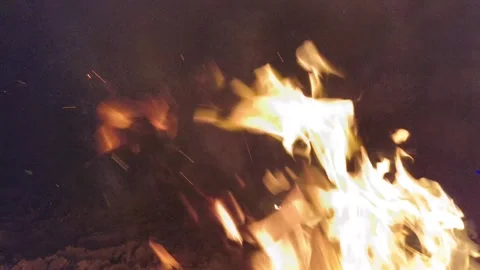 Burning tongues of flame on a black backdrop in slow motion Stock Footage 290840806