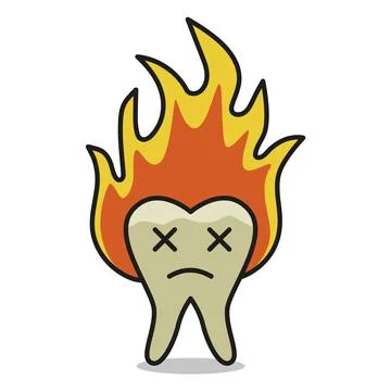 A burning tooth in outline. Stock Illustration