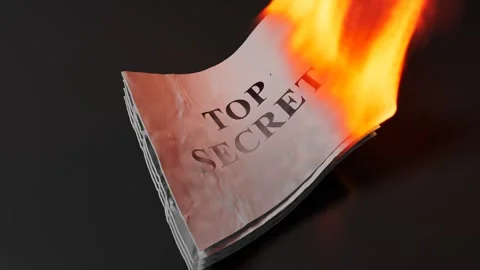 Burning Top Secret Document With Dramatic Orange Flames Видео 332748529