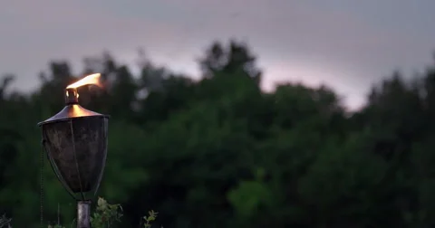 Burning torch in the evening 4K Video stock 44751257