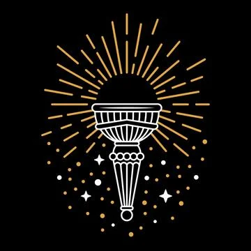 Burning Torch illuminating with rays of light illustration. Stock Illustration