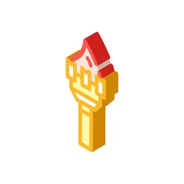 Burning torch isometric icon vector sign illustration Stock Illustration
