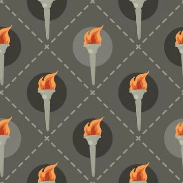 Burning torch seamless pattern background Stock Illustration