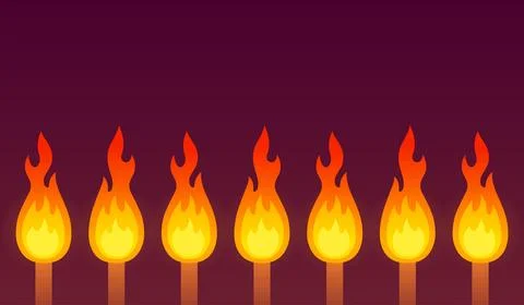 Burning torches banner Stock Illustration