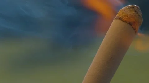 Burning tourist match Stock Footage 139649873