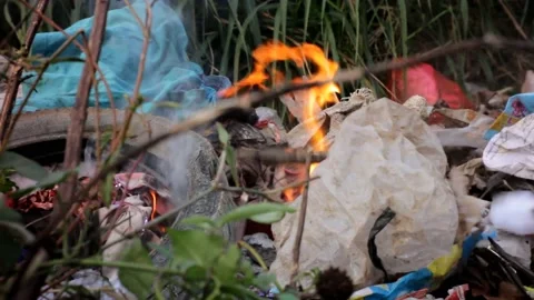 Burning trash Stock Footage 206393672