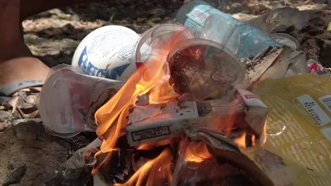 Burning trash Stock Footage 239714736