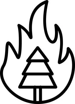 Burning Tree Line Icon Design Stock Illustration