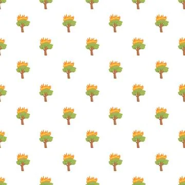 Burning trees pattern representing environmental destruction Stock Illustration