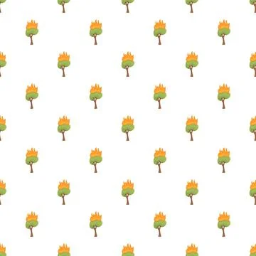 Burning trees pattern representing forest fire disaster イラスト素材
