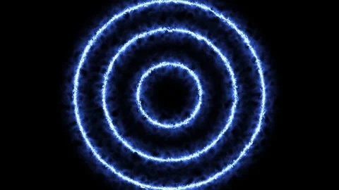 Burning triple concentric light energy circles overlay background loop Stock Footage 240324588
