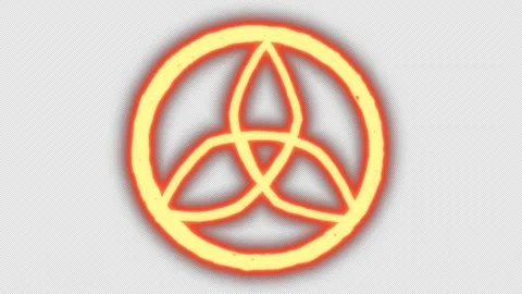 Burning Triquetra collecting from different angles on black screen. Video stock 262770124