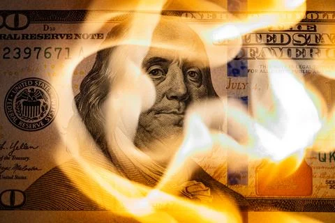 Burning US One Hundred Dollar Stock Photos