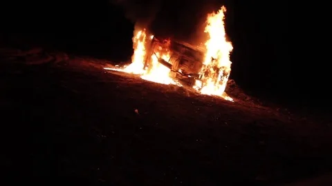 Burning Van 2 Stock Footage 79019457