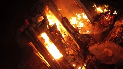 Burning Van Slowmo 2 Stock Footage 79019584