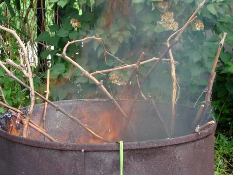 Burning of vegetative waste Stock Photos