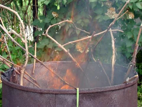 Burning of vegetative waste Stock Photos