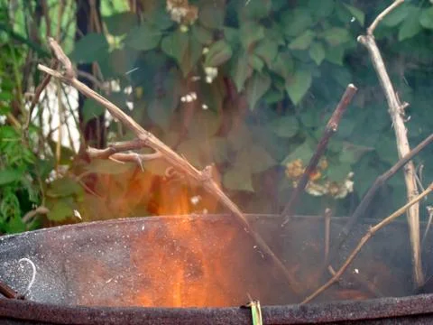Burning of vegetative waste Stock Photos