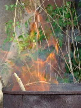 Burning of vegetative waste Stock Photos