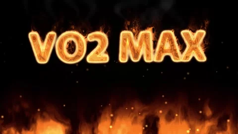 Burning VO2 MAX Text Animation with Ground Fire and Sparks Stock Footage 346427740