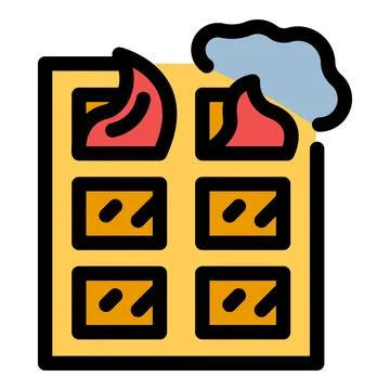 Burning waffle on fire with smoke coming out, breakfast disaster Stock Illustration