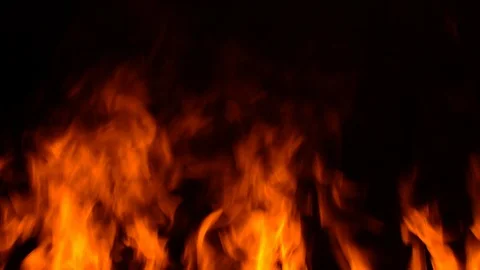 Burning wall of fire on a black background. Flames texture on a black background Stock-Footage 113087710