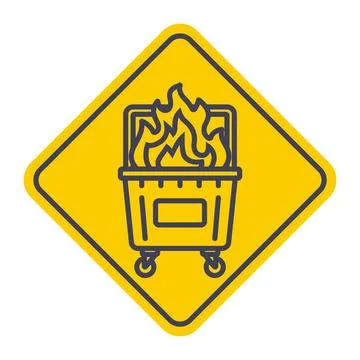 Burning waste bin. flat vector illustration. Stock Illustration