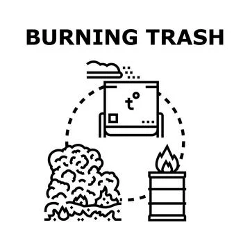 Burning waste causing environmental pollution and hazard Stock Illustration