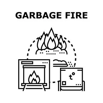 Burning waste creating pollution and environmental problems Stock Illustration