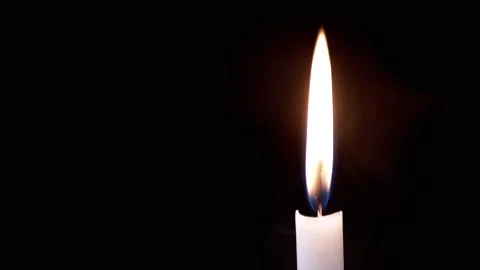 Burning Wax Candle in Cloud of Thick Smoke on Black Background, Close up Stock Footage 312013770