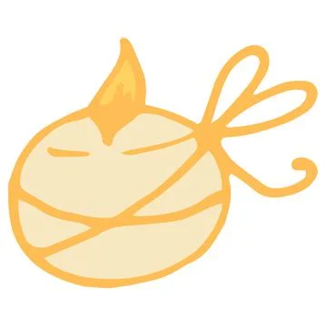 A burning wax candle of a round shape in yellow color. Vector isolated element Stock Illustration