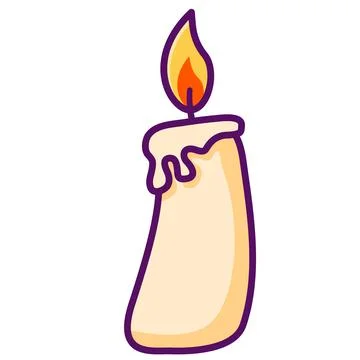 Burning wax candle. Vector cartoon style illustration. Illustrazione stock