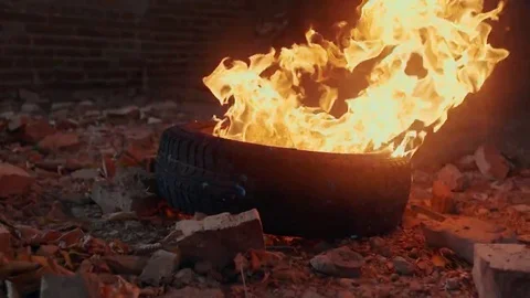 Burning wheel Stock Footage 69147426