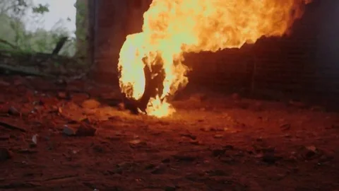 Burning wheel Stock Footage 69147427