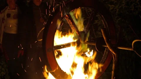 Burning wheels Stock Footage 64840760