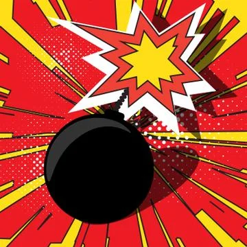 Burning wick of bomb. Bomb explosion against background of flying rays Stock-Illustration