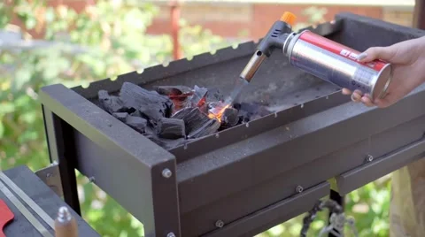Burning wood in a brazier. Fire, flames. Grill or barbecue Stock Footage 68675345