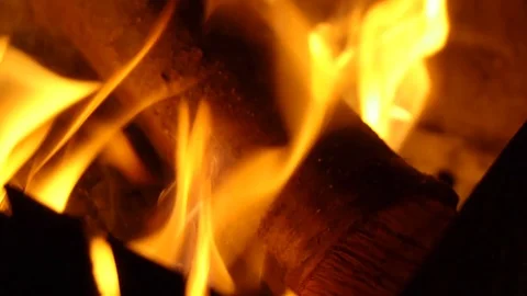Burning wood in a brazier Video stock 71146259