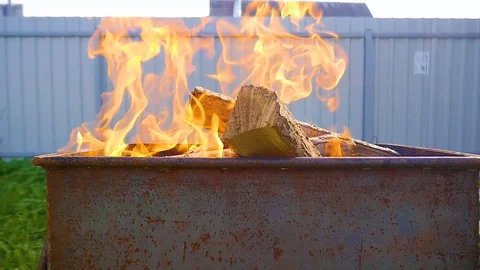 Burning Wood. Burning fire in a fireplace. Slow motion Stock Footage 116202355