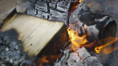 Burning wood close up Stock Footage 64016831