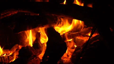 Burning wood fire in fireplace	 Stock Footage 148265986