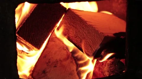 Burning wood in the firebox Stock Footage 45410879