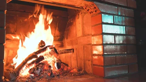 Burning Wood In Fireplace 4K Stock Footage